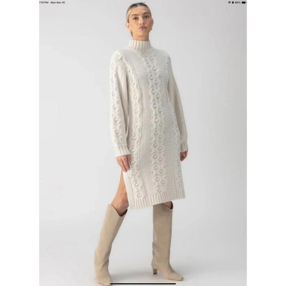 Sanctuary Cable Sweater Midi Dress in Chalk Size S NWT